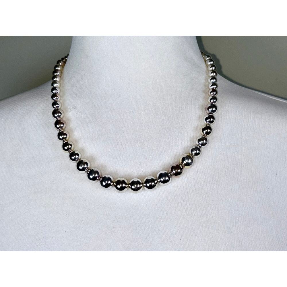 Vintage Silver Tone Beaded Bauble Statement Necklace EUC